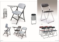 Chaise d'étude de réunion de formation pliante en cuir pu métal noir