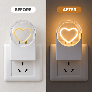 Lámpara de noche LED moderna con forma de corazón, con enchufe de pared, 2700K, luz blanca cálida, ahorro de energía, para dormitorio, pasillo, hogar - Product Image 4