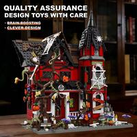 Mainan Bata Susun Plastik DIY Model Kit, Cocok untuk Adegan Natal, Rumah Seram Halloween, Set Blok Bangunan untuk Anak-Anak, Promo Hot Sale
