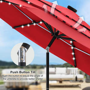 Sombrilla Moderna de <span class=keywords><strong>Patio</strong></span> Exterior de 3 Niveles, Color Rojo, con Protección UV, Iluminación LED, para Jardín, Hotel, Playa y <span class=keywords><strong>Patio</strong></span> - Product Image 5