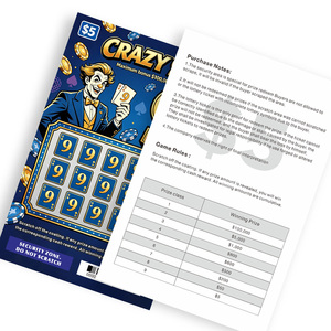 OEM Scratch Instant Lottery Ticket Full Color Printing Art <b>Paper</b> Joker Theme Promotional Scratch Cards Supplier - Product Image 3