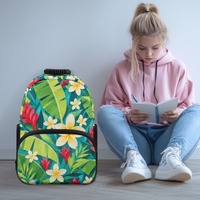 Sac à dos d'étudiant personnalisé de 17 pouces avec imprimé botanique tropical banane gingembre et poche avant zippée
