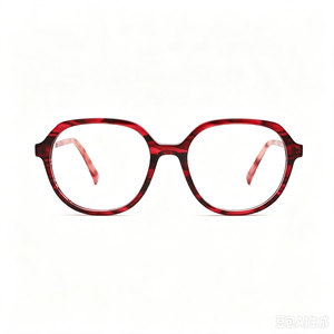 Occhiali Anti Luce Blu con Montatura Grande Rotonda Poligonale, Corpo in Acetato con Motivi, Occhiali Trendy per Casa, Viaggi e Street Style - Product Image 1