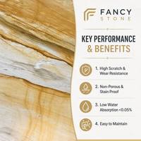 Grande dalle de quartzite naturel poli Jaune Nuage FANCY STONE pour îlot de cuisine de luxe et décoration murale