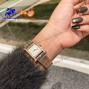 Montre à quartz H Brand pour femme, style dessin animé, luxe antique, bracelet rectangulaire en acier inoxydable 16 mm, étanche, alliage Ronda - Product Image 5