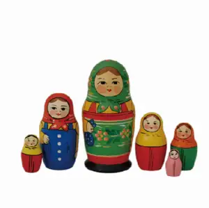Bebek eğitici oyuncaklar istifleme iç içe Set 5 parça matryodoll bebek hediyeler ahşap doğum günü noel rus yuvalama çocuklar Unisex HF