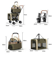 Poussette de luxe pour animaux de compagnie, chiens et chats, poussette 3-en-1 avec panier amovible pour des déplacements faciles