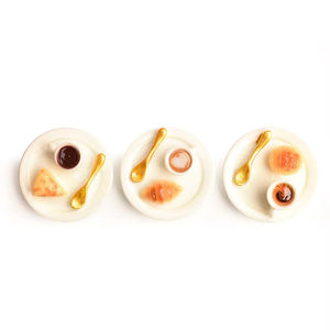 Mini Plato de Desayuno Estilo Western, Pastel de Café, Cabujón de Resina de Base Plana para Manualidades DIY, Fabricación de Joyas, Horquillas y Decoración de Fundas de Teléfono - Product Image 1