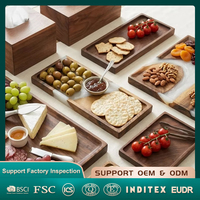 Maison Naturelle Rectangulaire Petit Plateau de Rangement en Bois de Noyer Noir Plateau de Service pour Aliments Cosmétiques Bijoux Parfum Bougie