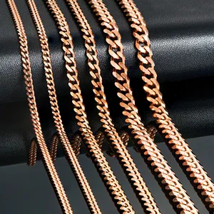Cadena Cubana de Acero Inoxidable Chapada en Oro Rosa de 3.6mm/5mm/7mm, Collar Clásico Unisex con Eslabones Figaro, de 14 a 30 Pulgadas - Product Image 1