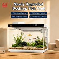 Petit aquarium pour bureau avec commande tactile intelligente, minuterie d'alimentation automatique, options d'éclairage et purification de l'eau