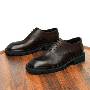 Chaussures Oxford marron à bout pointu en cuir véritable, à lacets, pour le travail, toutes saisons, semelle extérieure en caoutchouc, livraison directe - Product Image 2