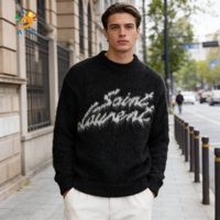 Pull en mohair pour homme AJB de qualité supérieure, doux, respirant, chaud, anti-rides, séchage rapide, motif lettres, tendance