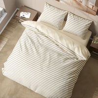Parure de lit rayée en polyester, housse de couette marron et blanche avec taies d'oreiller, linge de lit doux en microfibre pour la maison, l'hôtel, vente en gros