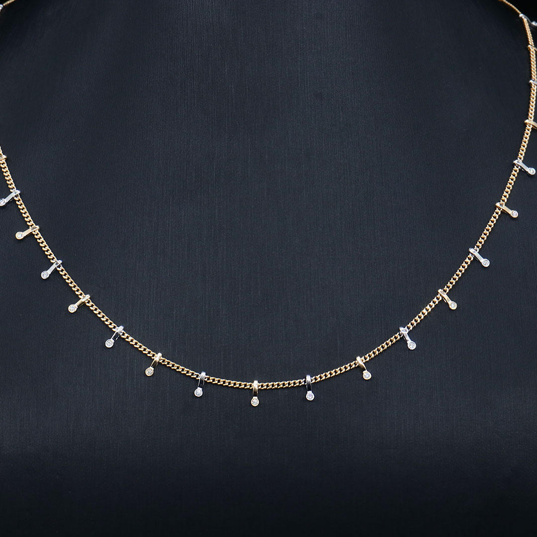 สร้อยคอทองคำ 18k สีเหลือง+เพชรแล็บ