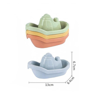 5 PCS Mainan Perahu Tumpuk Plastik PP Ramah Lingkungan, Mainan Mandi Anak, Mainan Air, Semprotan Tekan, MY TOYS Desain Unik untuk Bayi