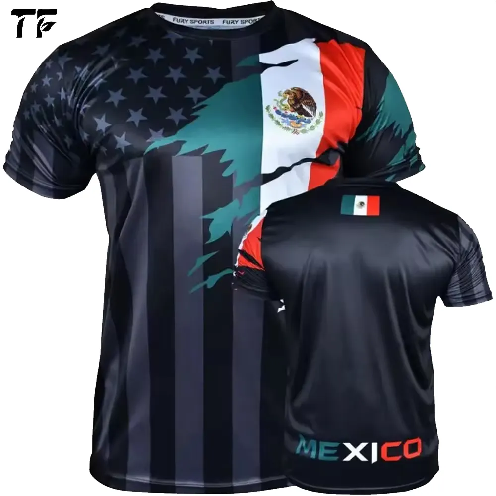 TFカスタマイズメンズメキシコジャージーサッカーデザイン昇華ブラックサッカージャージー速乾性サッカーシャツ