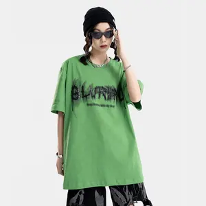 Summer Girls Long T-shirt Letter-printed Pure Cotton Loose Shirt Factory Wholesale Selling Short Sleeves