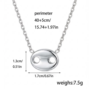 Trendy 18K <b>Gold</b> Plated 304 Stainless Steel Necklace With Geometric Pig Nose Pendant Vacuum Electroplated Design Collarbone <b>Chain</b> - Product Image 2