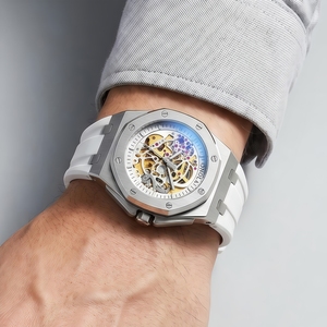 ONOLA Orologio <span class=keywords><strong>Meccanico</strong></span> Automatico da Uomo di Alta Qualità, Classico e Lussuoso, con Quadrante Traforato, Impermeabile, Cinturino in Silicone ON3834 - Product Image 2