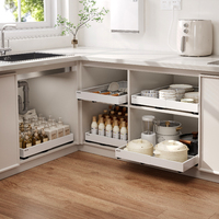 Organisateur de tiroir coulissant pour cuisine, rangement sous évier, étagère extensible dans toutes les directions pour un ajustement optimal