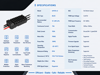 Contrôleur de vitesse de moteur sans balais BLDC de qualité industrielle ESC UH150 V2 12-24S LiPo 120A Max pour le modèle réduit RC