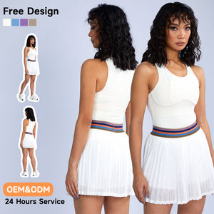 Jijin donna Lounge Wear 2 pezzi Set da donna elastico in vita plissettato 2 in 1 gonna Tennis con tasca per la palla - Product Image 3