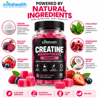 Gummies de créatine à marque privée sans sucre 5000mg haute puissance végétaliennes à la pectine pour la croissance musculaire OEM ODM