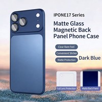 Coque de téléphone magnétique de conversion avec panneau arrière pour iPhone 17 16 15 Pro Max, en verre dépoli mat antichoc