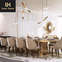 Personnalisation en usine grande table et chaises de salle à manger en bois modernes dorées et en acier inoxydable de luxe léger de haute qualité 10 12 places