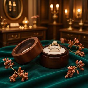 Caja para Anillos <span class=keywords><strong>de</strong></span> Boda, Caja para Diamantes para Propuesta <span class=keywords><strong>de</strong></span> Matrimonio, Caja Redonda Rígida para <span class=keywords><strong>Intercambio</strong></span> <span class=keywords><strong>de</strong></span> Anillos <span class=keywords><strong>de</strong></span> Boda, Caja <span class=keywords><strong>de</strong></span> Almacenamiento y Transporte Grabada, Regalo para Enamorados - Product Image 1