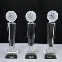 Trofeo de Cristal Personalizado para Reconocimiento Deportivo de Voleibol, Trofeo de Cristal Esmerilado con Temática de Voleibol