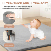 Double-sided Flannel&Waterproof PU Removable Floor Carpet Sponge Kids Mat for Playing Crawling Tatami Rug