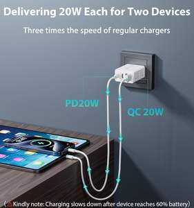 Adaptateur mural double PD QC Chargement rapide 40W USB C Bloc <span class=keywords><strong>chargeur</strong></span> pour iPhone <span class=keywords><strong>iPad</strong></span> Tablet Cell Phones Android - Product Image 5