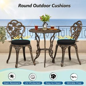 Outdoor Round Chair Cushion <b>Waterproof</b> Sponge Padding Patio Garden Seat Oval Black Machine Washable - Product Image 3