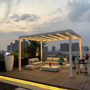 Pérgola Bioclimática Motorizada de Aluminio con Control Remoto, Techo de Láminas Ajustables, Impermeable, para Patio Trasero de Villa, con Luces LED - Product Image 2