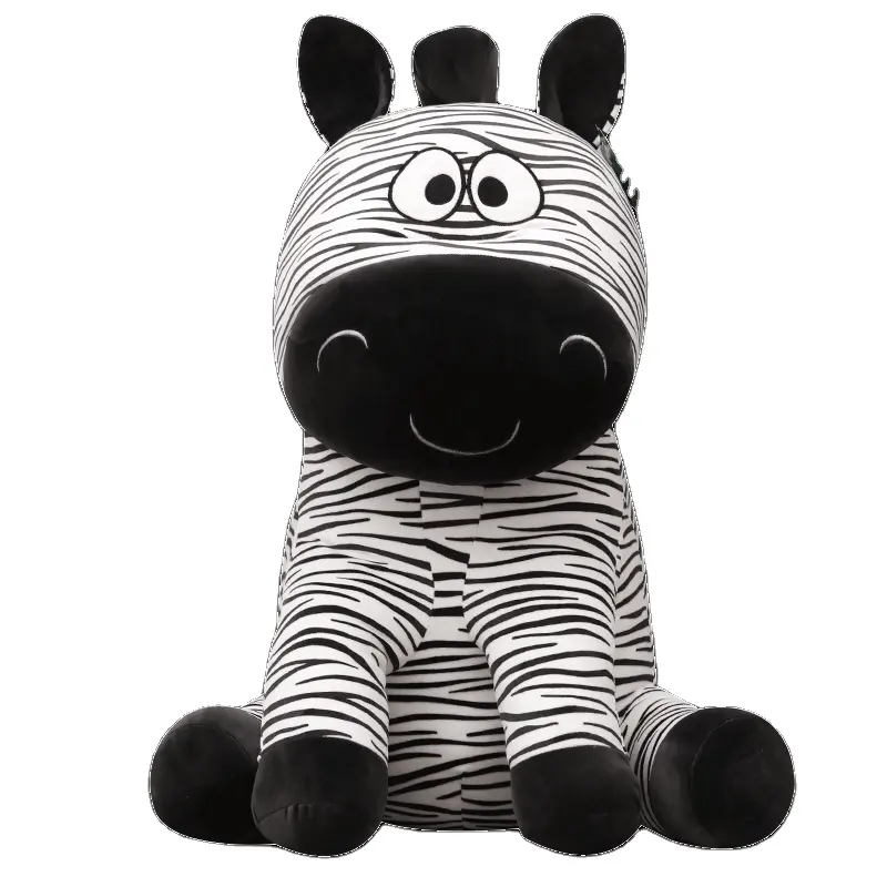 Zebra pelúcia macia brinquedos, listras a zebra bonito cinza fofo nariz e orelhas e pés pretos