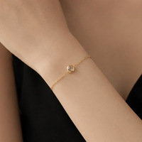 Pulsera de Burbujas SPJ, Plata de Ley S925, Chapada en Oro de 14K, Minimalista con Circonitas, Hipoalergénica para Mujer