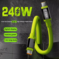 Câble de charge rapide USB-C vers USB-C 240W 6A avec écran LED, conducteur en cuivre pur, gaine en silicone
