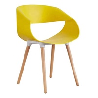 Chaise de salle à manger H-356, style nordique minimaliste scandinave, accoudoirs en bois de hêtre, pieds en polypropylène
