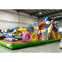 Structure gonflable commerciale d'extérieur pour enfants, combo château gonflable avec toboggan, parcours d'obstacles gonflable Monster Candy pour la location