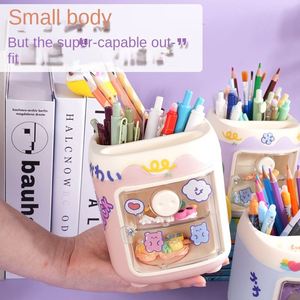 Support de stylo cochon mignon en gros pour étudiants avec autocollants de dessins animés, boîte de rangement de bureau, papeterie de bureau pour filles - Product Image 3