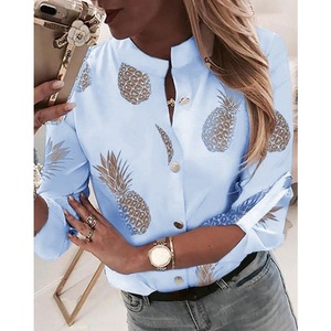 Camicie con bottoni da donna stampate con ananas nuovo autunno camicette con maniche regolabili bianche camicette da donna di moda <span class=keywords><strong>Plus</strong></span> <span class=keywords><strong>Size</strong></span> Top Casual - Product Image 5