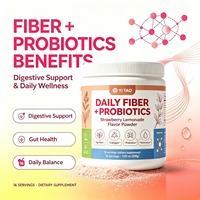 Poudre de fibres probiotiques quotidiennes saveur fraise-limonade avec collagène et électrolytes pour soutenir l'équilibre intestinal et la santé, complément alimentaire