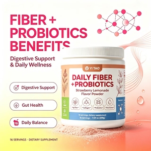 Poudre de fibres probiotiques quotidiennes saveur fraise-limonade avec collagène et électrolytes pour soutenir l'équilibre intestinal et la santé, complément alimentaire - Product Image 3