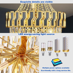 Lámpara de Techo Colgante Grande de Cristal LED Dorada de Lujo para Hotel y Hogar - Product Image 6