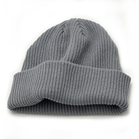 Bonnet court en tricot côtelé uni avec logo brodé personnalisé, 100% acrylique, bonnet de pêcheur tricoté pour unisexe