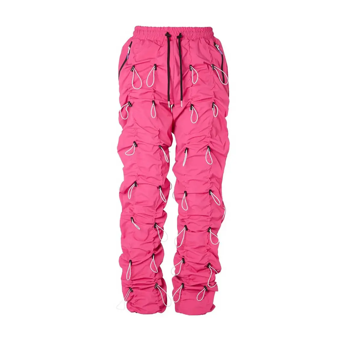 Hoge Kwaliteit Custom Heren Nylon Cargo Broek Roze Elastische Trekkoord Tailleband Bungee Koord Broek Unisex Tactische Broek Heren