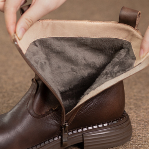 Marca <span class=keywords><strong>original</strong></span> handmade alta qualidade couro ankle <span class=keywords><strong>boots</strong></span> para as mulheres inverno pelúcia quente ankle <span class=keywords><strong>boots</strong></span> mulheres botas de couro - Product Image 5