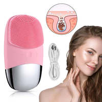 Brosse nettoyante sonique pour le visage, brosse faciale en silicone, appareil de beauté électrique pour le nettoyage du visage et compresse chaude pour les yeux